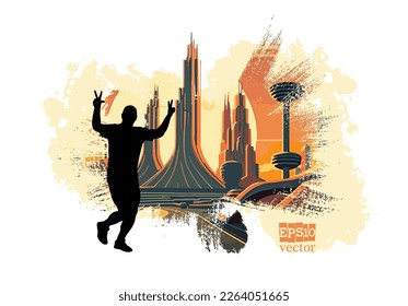Running man. Sport background ready for poster or banner, vector.