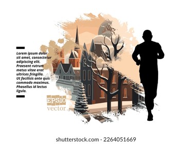 Running man. Sport background ready for poster or banner, vector.