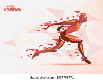 running man, sport and competition background with motion color effects of tirangle splints