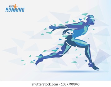 running man, sport and competition background with motion color effects of tirangle splints