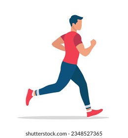 Running man. Sport, healthy lifestyle, weight loss. Vector illustration in flat style. Isolated on white background.	
