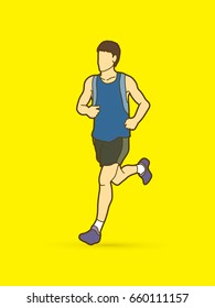 Running man, sport man sprinter, marathon runner graphic vector.