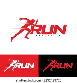 Running Man sports Logo Designs, Marathon logo template, running club or sports club fitness sprint logo