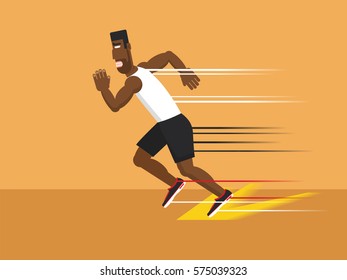 Running Man in Sprinting Action