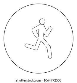 Running man - stick icon black color in circle vector illustration