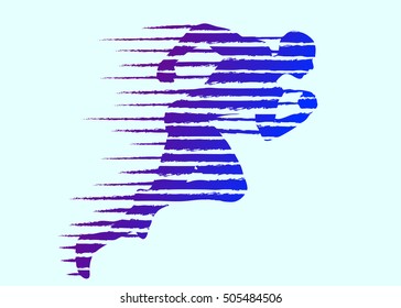 running man in a striped style