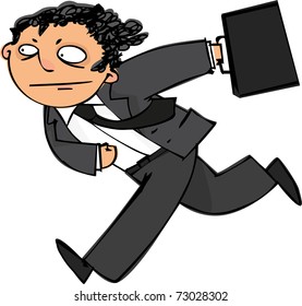 Running man in a suit and briefcase