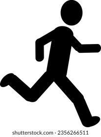 Running man symbol. Hurrying black person icon
