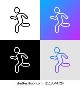 Icono de la línea delgada del hombre en ejecución. Corredora de maratón. Ilustración vectorial moderna.