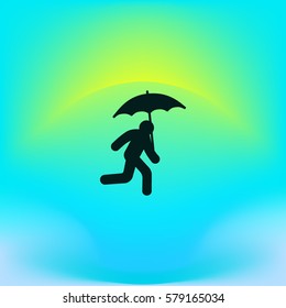 running man with umbrella 