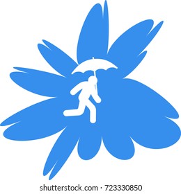 running man with umbrella 
