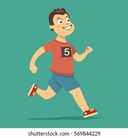 Running man vector cartoon character. Sports and fitness illustration.