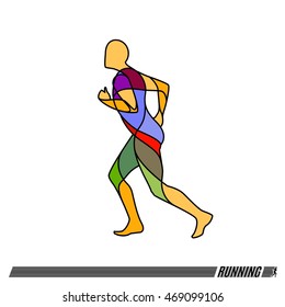 Running man vector colorful icon