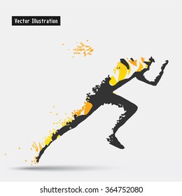Running Man, Vector eps10 illusration. Particle divergent composition