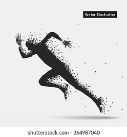 Running Man, Vector eps10 illusration. Particle divergent composition