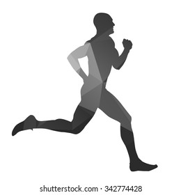 Running Man. Vector Geometrical Silhouette