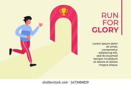 Running man vector for glory illustration. can use for landing page, background, backdrop event and others.