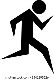 Running Man vector icon. Illustration style is flat iconic black symbol on a transparent background.