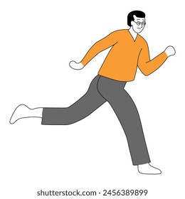 Running Man vector icon. Illustration style is flat iconic black symbol on a transparent background.