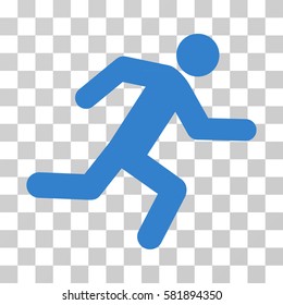 Running Man vector icon. Illustration style is a flat iconic cobalt symbol on a transparent background.