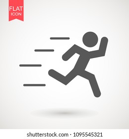 Running Man vector icon. Runner stick figure icon. Vector illustration. Illustration style is flat iconic black symbol on a white background.