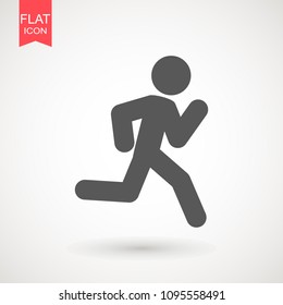 Running Man vector icon. Runner stick figure icon. Vector illustration. Illustration style is flat iconic black symbol on a white background.