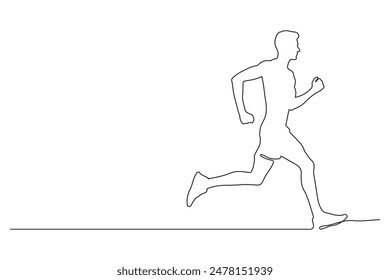 running man, vector illustration in continuous line style of a running man.