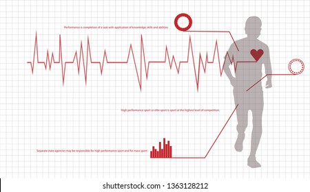 Running Man Vector Illustration Of Heartbeat Electrocardiogram And Running Zone 