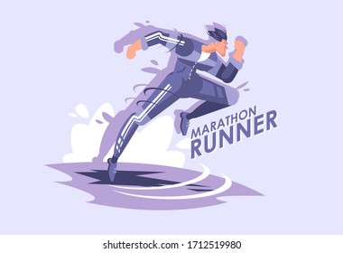 Laufmann Vektorillustration Illustration, ein Marathonläufer in sportlicher Uniform.