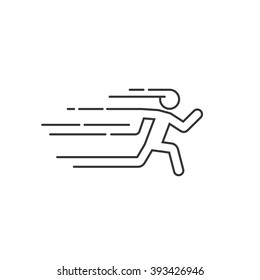 Running Man Vector Illustration With Motion Blur Track Lines,abstract Running Person Silhouette Symbol, Modern Simple Sprinter Trail Shape, Flat Linear Outline Style Icon Design Isolated On White Sign