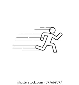 Running Man Vector Illustration With Motion Blur Track Lines,abstract Running Person Silhouette Symbol, Modern Simple Sprinter Trail Shape, Flat Linear Outline Style Icon Design Isolated On White Sign