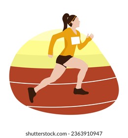 Laufende menschliche Vektorgrafik. Runners, Athleten, Sportlerinnen. Marathon, Sport und Athletik.	
