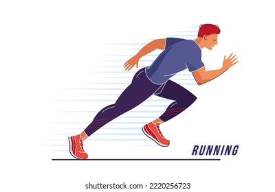 Corriendo. Ilustración vectorial. Vista lateral.