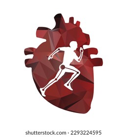 Running man vector logo design template. Heart vector logo design.