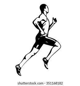 Running man, vector silhouette