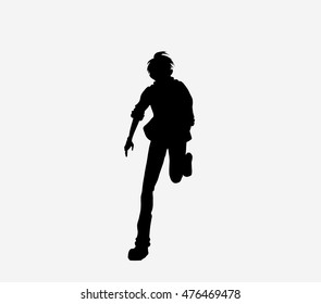 Running man vector silhouette front 