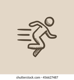 Running man vector sketch icon isolated on background. Hand drawn Running man icon. Running man sketch icon for infographic, website or app.