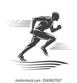 running man vector symbol, outlined stylized silhouette, sport and activity concept, retro style,