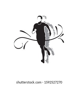 running man vector symbol, sport and competition concept background