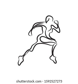 running man vector symbol, sport and competition concept background