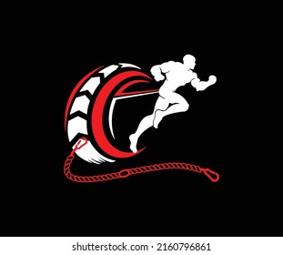 running man vector symbol, sport and competition concept background, tyre fitness