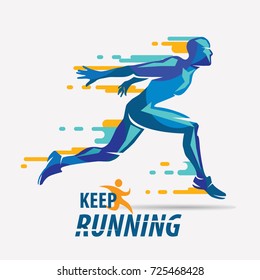 running man vector symbol, sport and competition concept background