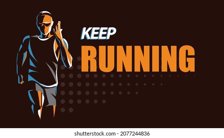 running man vector symbol, stylized silhouette on the dark background, sport and activity concept