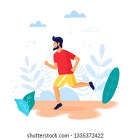 Running man vector trendy illustration.