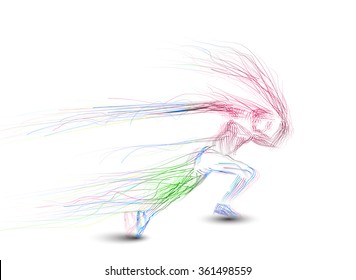Running man from wave element, eps10 vector.