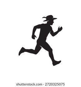running man wearing hat icon