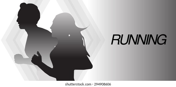 Running man and woman banner