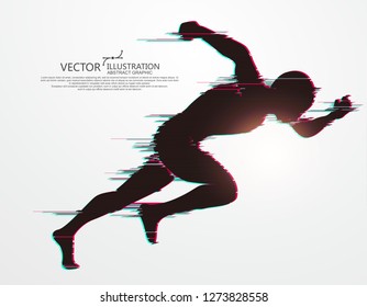 Running Man,flawed digital image,vector illustration.