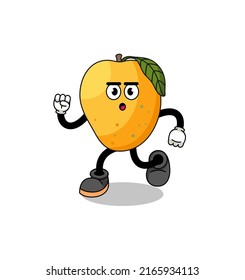 running mango fruit mascot illustration , character design