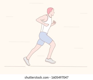 Running man.Hand drawn style vector design illustrations.